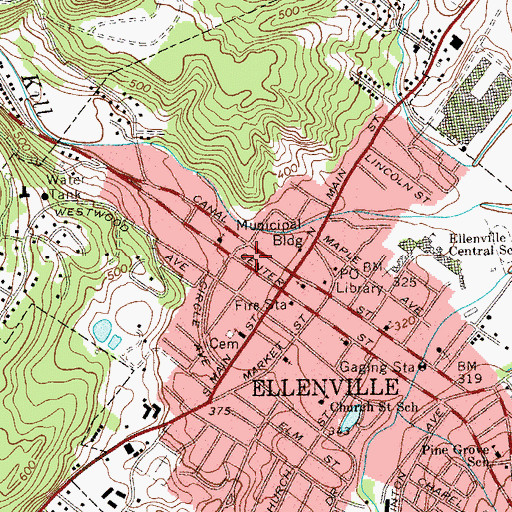 Topographic Map of Ellenville Museum, NY