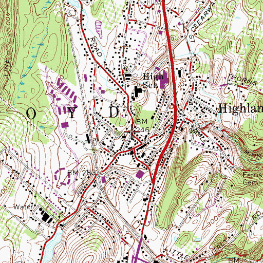 Topographic Map of Highland Public Library, NY