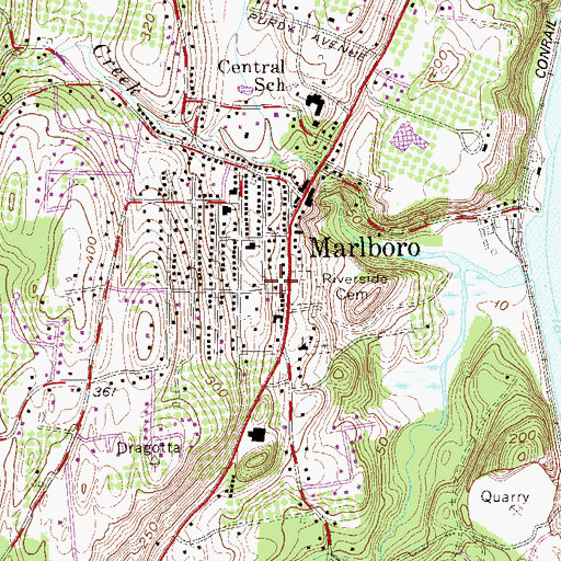 Topographic Map of Marlboro Free Library, NY