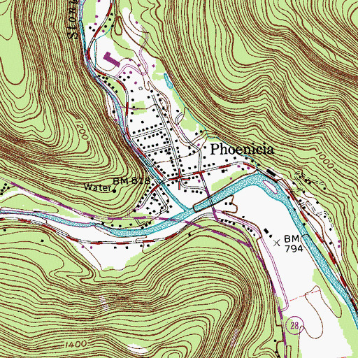 Topographic Map of Phoenicia Library, NY