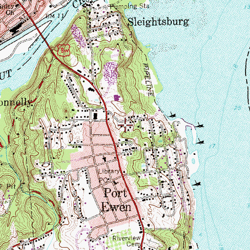 Topographic Map of Town of Esopus Port Ewen Library, NY