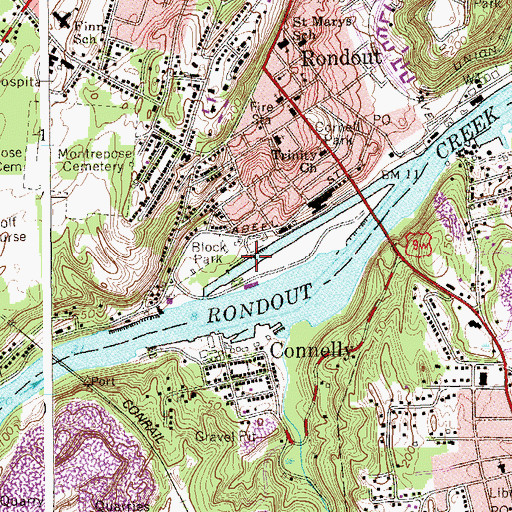 Topographic Map of Hideaway Marina, NY