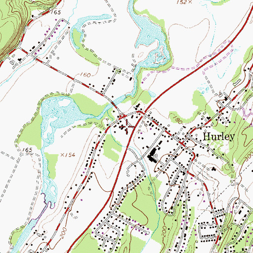 Topographic Map of Hurley Town Hall, NY