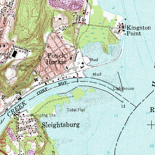 Topographic Map of Kingston Lighthouse Landing, NY