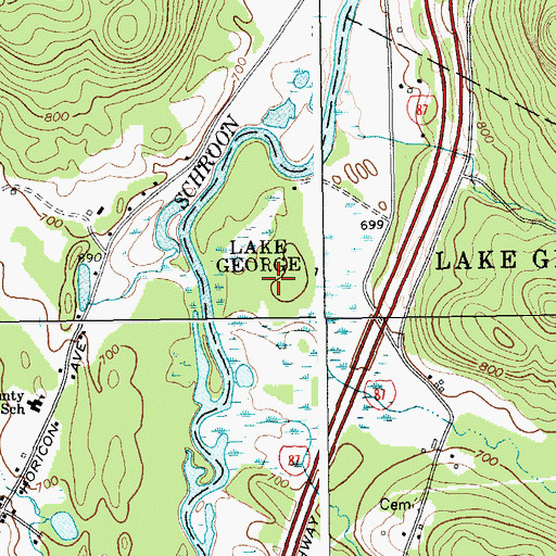 Topographic Map of Lake George Escape Camping Resort, NY