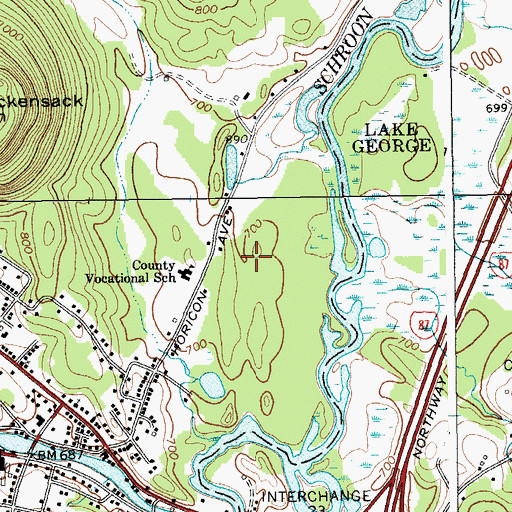 Topographic Map of Warrensburg Travel Park, NY