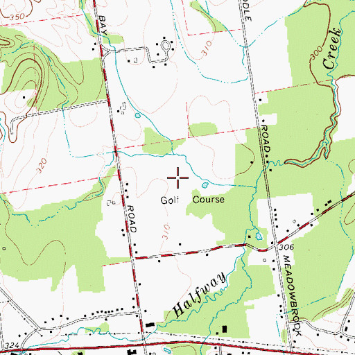 Topographic Map of Bay Meadows Golf Club, NY