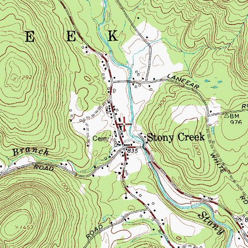 Topographic Map of Stony Creek Free Library, NY