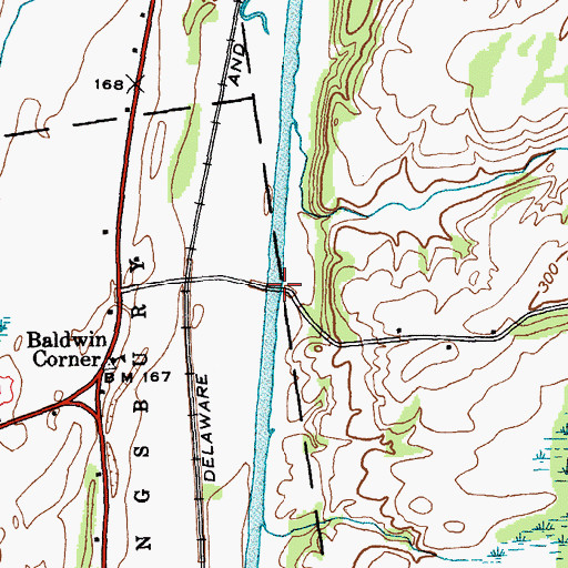 Topographic Map of Baldwin Corners Road Bridge, NY