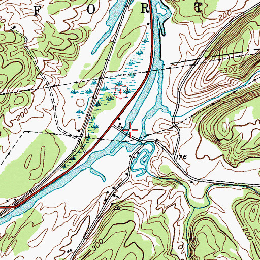 Topographic Map of Deweys Bridge Road Bridge, NY
