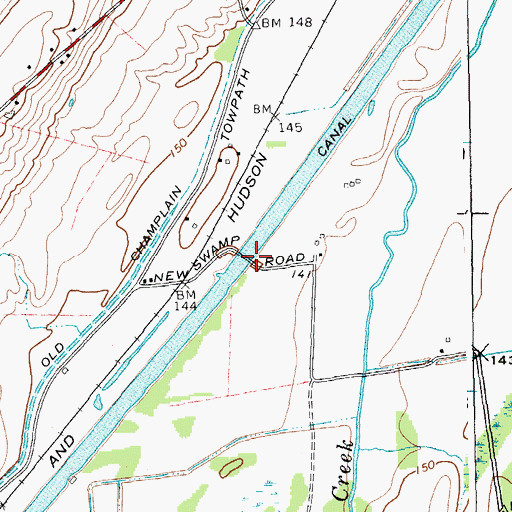 Topographic Map of New Swamp Road Bridge, NY