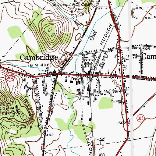 Topographic Map of Cambridge Public Library, NY