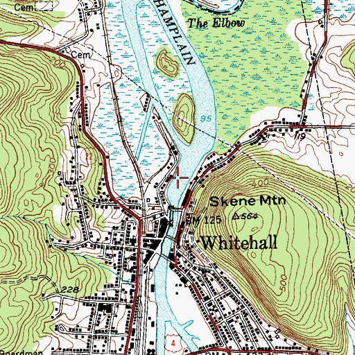 Topographic Map of Whitehall Marina, NY