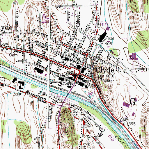 Topographic Map of Clyde Post Office, NY