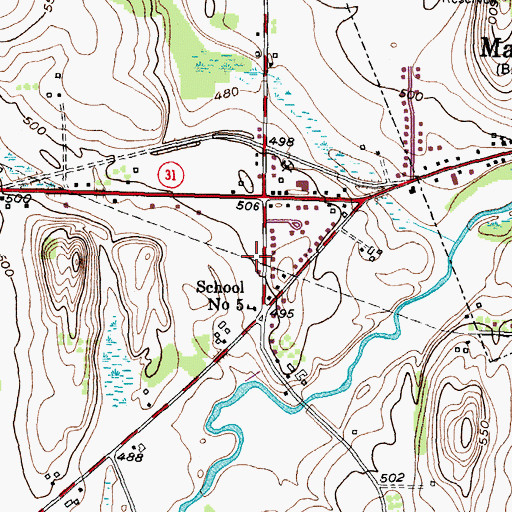 Topographic Map of Macedon Post Office, NY