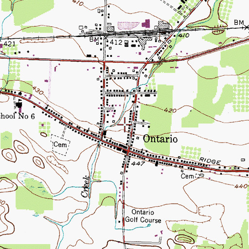Topographic Map of Ontario Post Office, NY