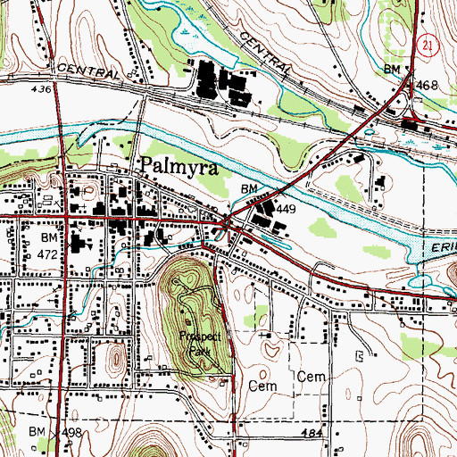 Topographic Map of Palmyra Post Office, NY