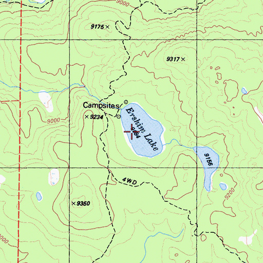Topographic Map of Ershim Lake, CA