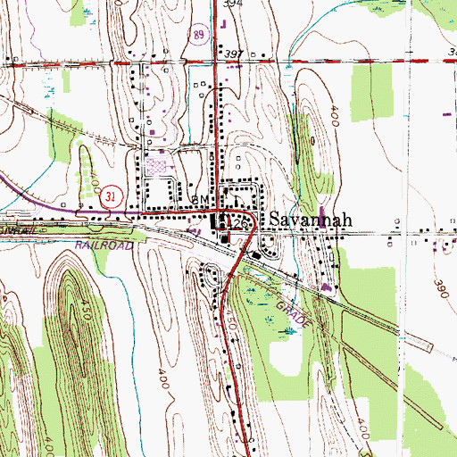Topographic Map of Savannah Post Office, NY