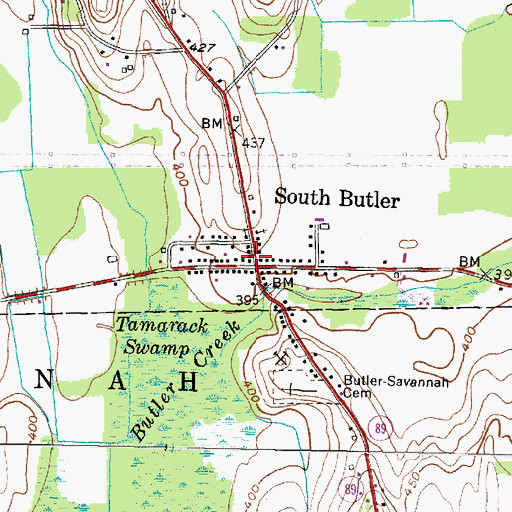 Topographic Map of South Butler Post Office, NY