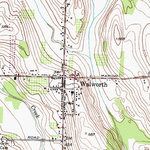 Topographic Map of Walworth Post Office, NY