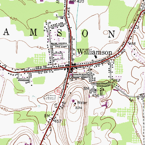 Topographic Map of Williamson Post Office, NY