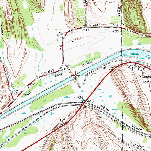 Topographic Map of County House Road Bridge, NY