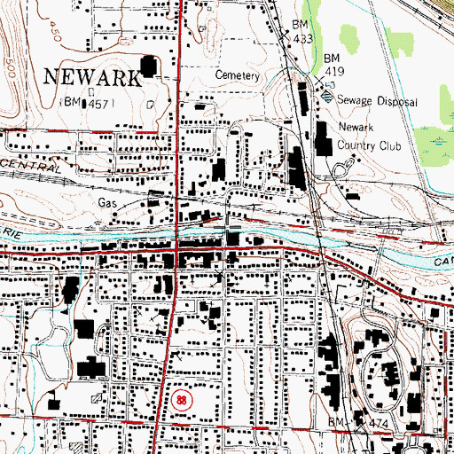 Topographic Map of East Avenue Bridge, NY