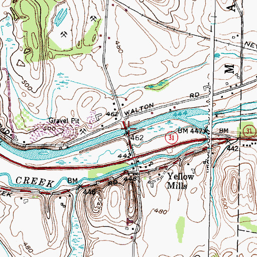 Topographic Map of Walworth Road Bridge, NY
