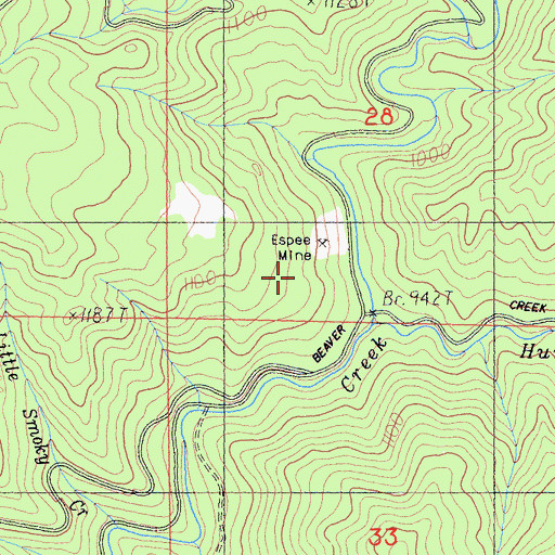 Topographic Map of Espee Mine, CA