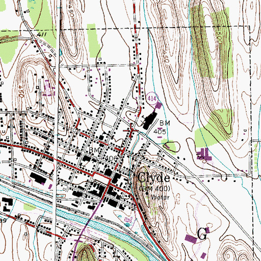 Topographic Map of Clyde - Savannah Public Library, NY