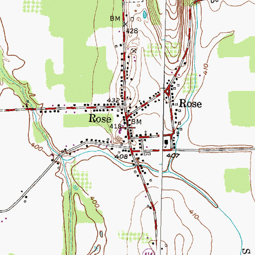 Topographic Map of Rose Free Library, NY