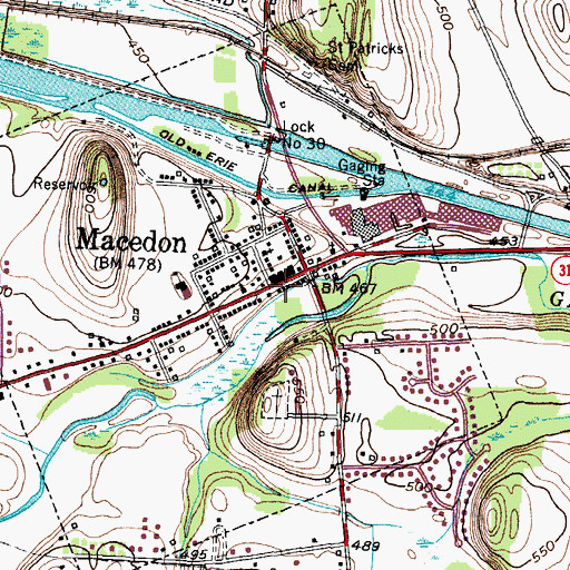 Topographic Map of Macedon Village Hall, NY