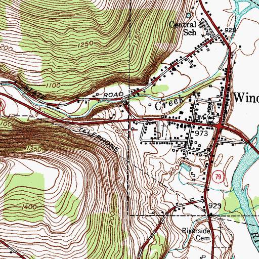 Topographic Map of Windsor Post Office, NY