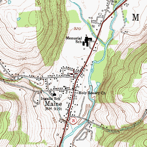 Topographic Map of Maine Town Hall, NY