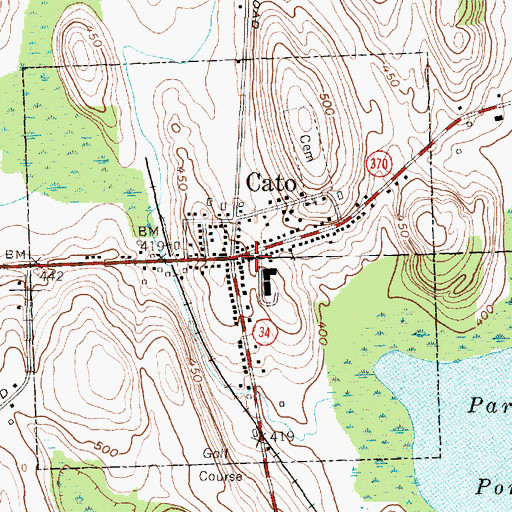 Topographic Map of Cato Post Office, NY