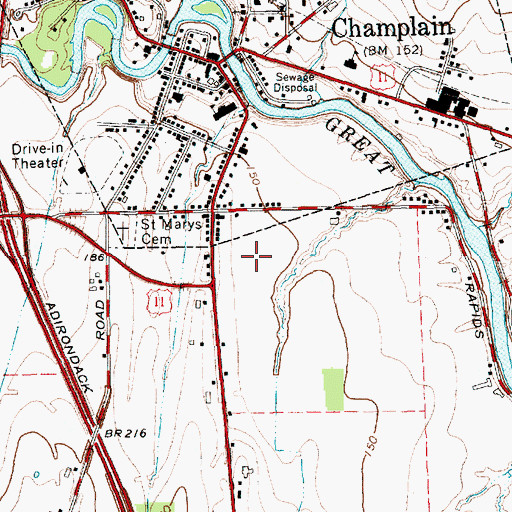 Topographic Map of Champlain Post Office, NY