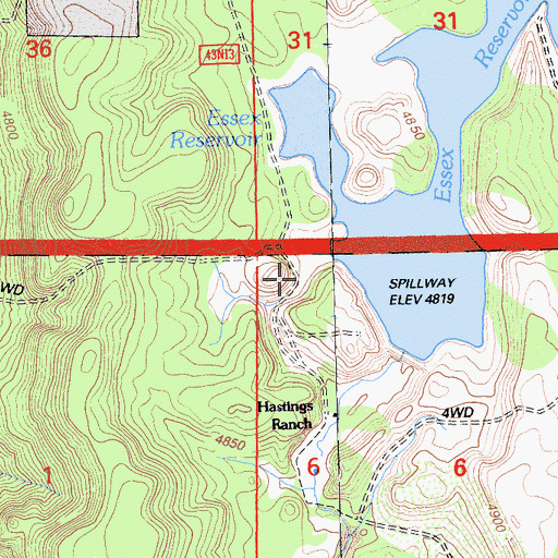 Topographic Map of Essex Reservoir, CA
