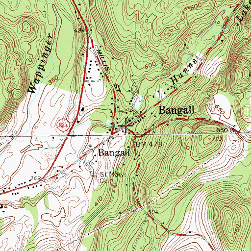 Topographic Map of Bangall Post Office, NY