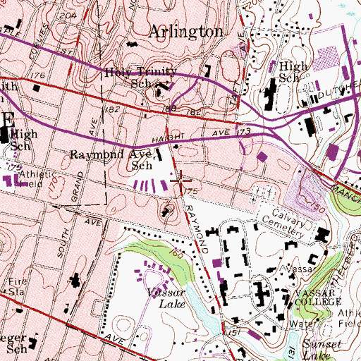 Topographic Map of Poughkeepsie Post Office Arlington Branch, NY