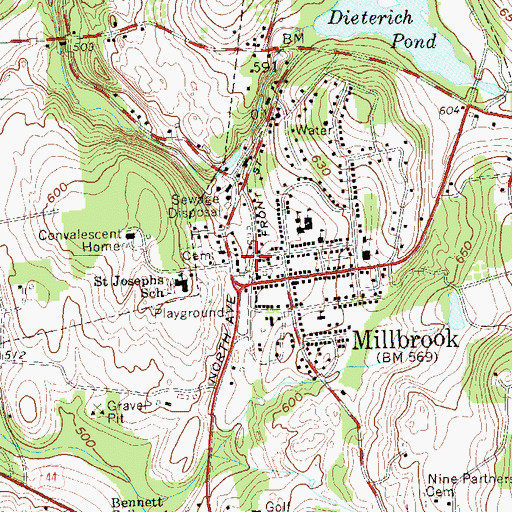 Topographic Map of Millbrook Post Office, NY