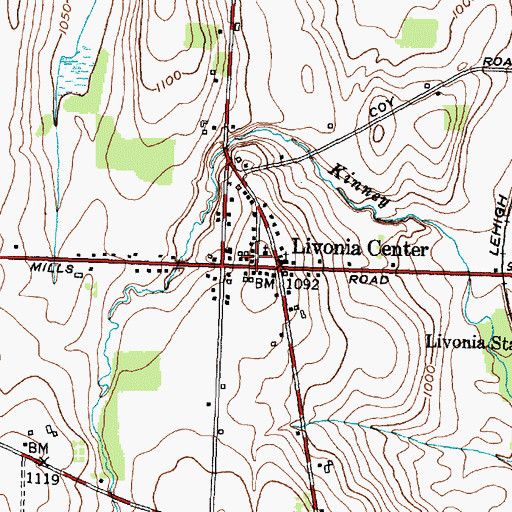 Topographic Map of Livonia Center Post Office, NY