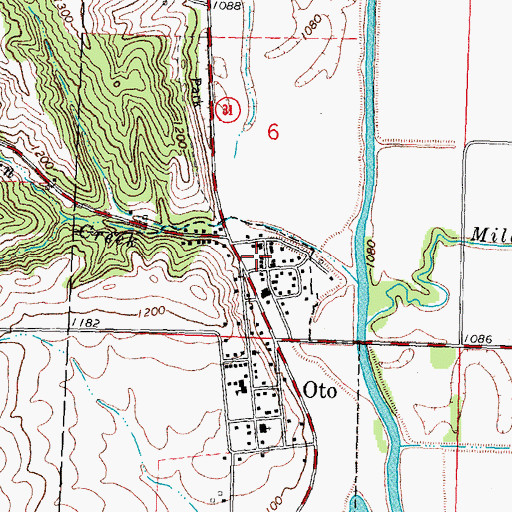 Topographic Map of Oto Community Ambulance Service, IA
