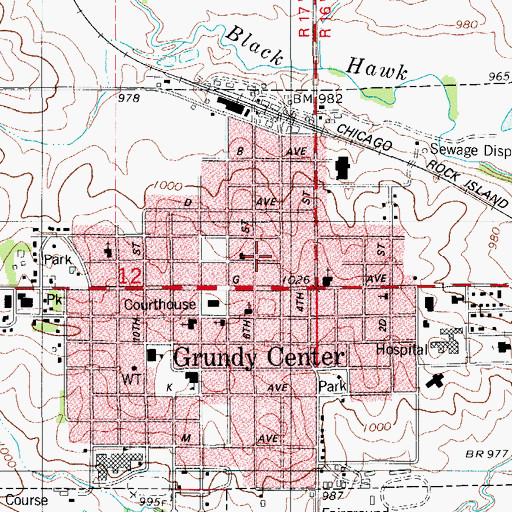 Topographic Map of City of Grundy Center Ambulance, IA