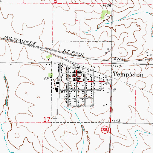 Topographic Map of Carroll County Ambulance Service Templeton, IA