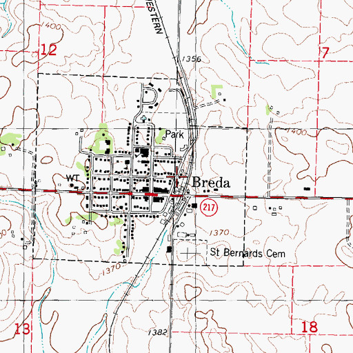 Topographic Map of Carroll County Ambulance Service Breda, IA
