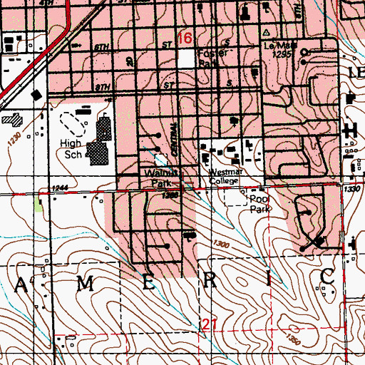 Topographic Map of Le Mars Ambulance Service Station 1, IA