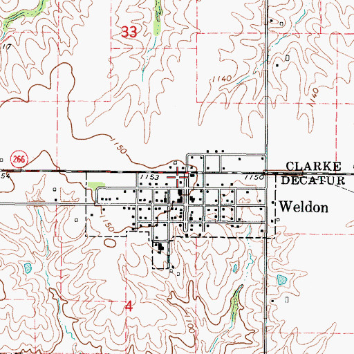 Topographic Map of Weldon Emergency Medical Services, IA