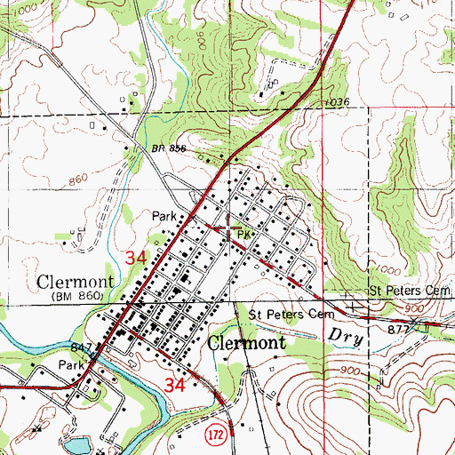 Topographic Map of Area Ambulance Service Clermont Unit, IA