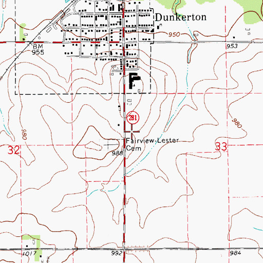 Topographic Map of Dunkerton Ambulance Service, IA